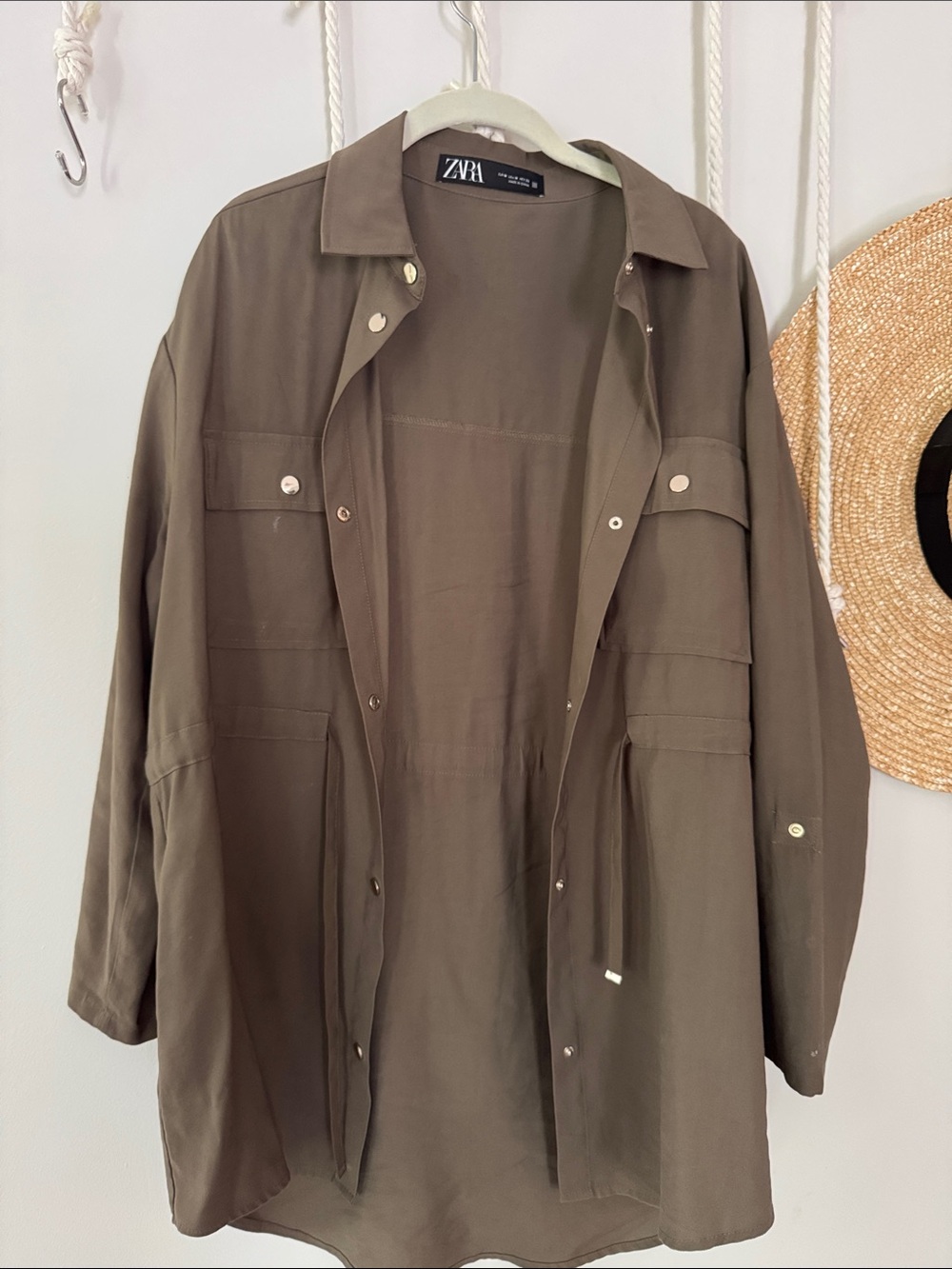 ZARA Olive Green Drawstring Utility Jacket